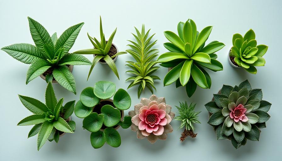 A variety of tropical plants suitable for terrariums